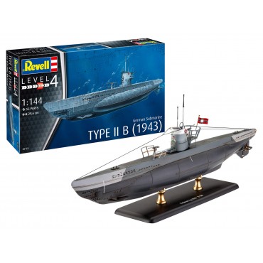 KIT PARA MONTAR REVELL SUBMARINO ALEMÃO TYPE II B 1943 1/144 55 PEÇAS REV 05155